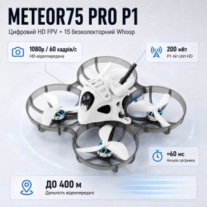 Квадрокоптер BETAFPV Meteor75 Pro HD FPV Kit RTF — FPV-дрон із камерою P1, цифровим VTX 5.8 ГГц 200 мВт, окулярами VR04 HD та пультом LiteRadio 4 SE ArtLynk, до 5.5 хвилин польоту. Photo 2